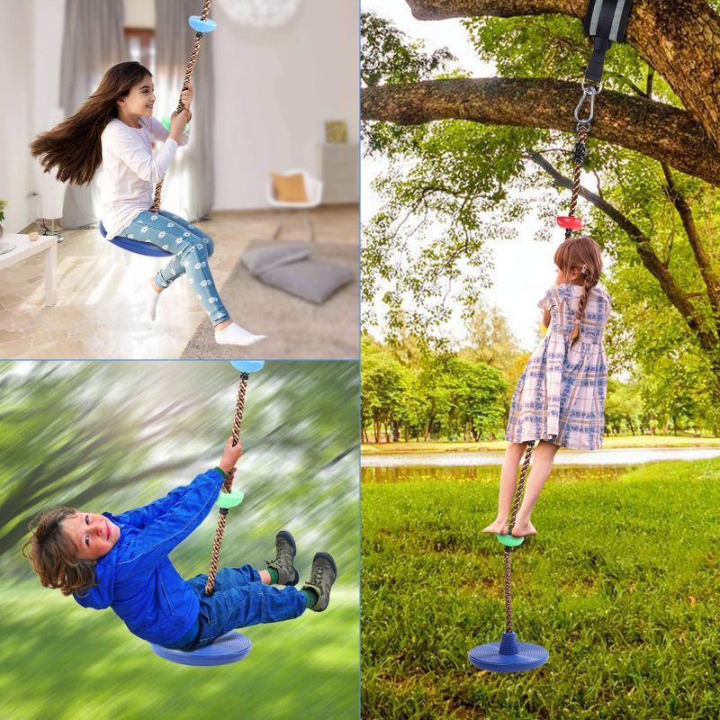 Photo 1 of Disc Swing,Rope Swing for Tree,Climbing Rope for Kids Platform Playset with 5 Ft Strap and Lockable Carabiner
