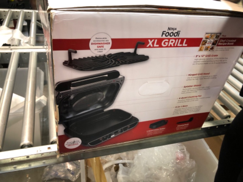 Photo 2 of Ninja Foodi 5 In 1 Indoor Grill and Air Fryer with Surround Searing, Removable Grill Gate, Crisper Basket, Cooking Pot, and Smoke Control System BG500A