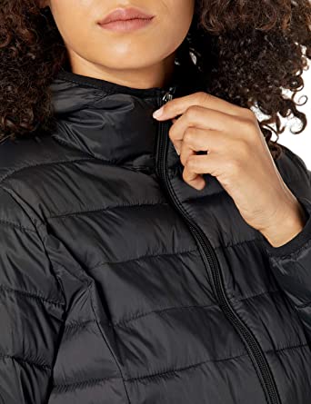 Photo 1 of  Women's Lightweight Long-Sleeve Full-Zip Water-Resistant Packable Hooded Puffer Jacket BLACK SIZE-XL