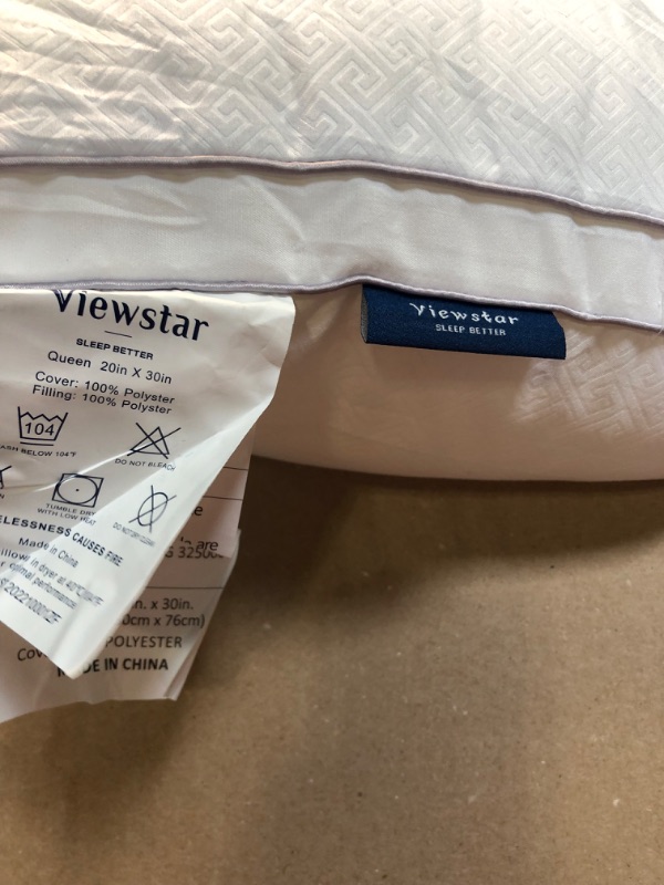 Photo 1 of viewstar Pillows Queen Size Set of 2, Bed Pillows for Sleeping, Queen Pillows 2 Pack for Back, Stomach or Side Sleepers, Fluffy Pillows for Bed with Down Alternative, Machine Washable, 20" x 30"