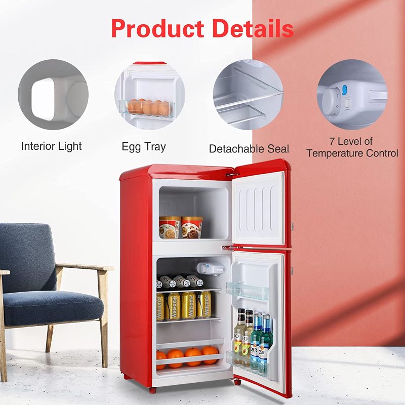 Photo 8 of Anukis Compact Refrigerator 3.5 Cu Ft 2 Door Mini Fridge For Apartment/Dorm/Office/Family/Basement/Garage Retro Red
