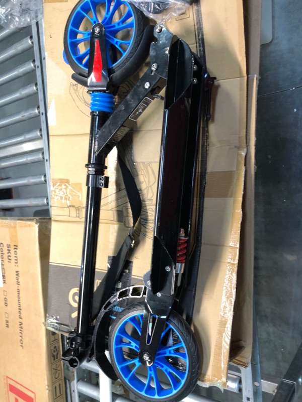 Photo 1 of RideVOLO Foldable Kick Scooter with Ultra Wide Deck, 8" PU Wheels, 3 Adjustable Heights, Suspension System, High Stability and Security with ABEC 9 Bearings, for 8 Years Old up Teens and Adults
