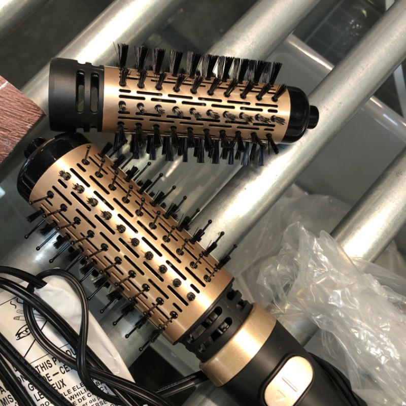 Photo 1 of Beautimeter Hair Dryer Brush, 3-in-1 Round Hot Air Spin Brush Kit for Styling and Frizz Control, Negative Ionic Blow Hair Dryer Brush Volumizer, 2 Detachable Auto-Rotating Curling Brush, Black & Gold