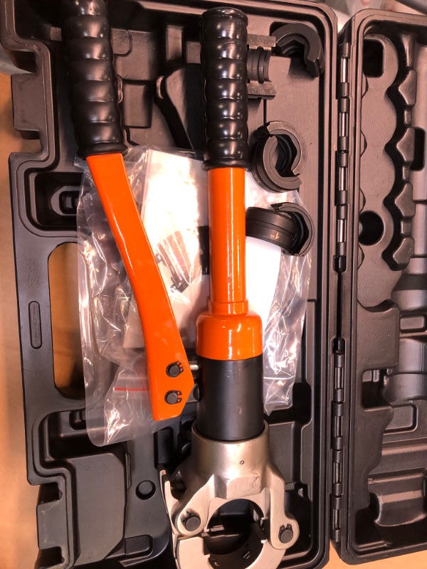 Photo 2 of AMZCNC Copper Tube Fittings Pipe Crimping Tool with 1/2",3/4" and 1" Jaw Copper Pipe Propress Crimper Pressing Pliers (AMZ-1632Orange)