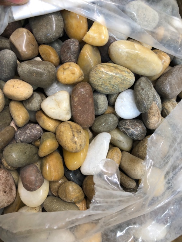Photo 2 of [18 Pounds] Aquarium Gravel River Rock, Natural Polished Decorative Gravel,Garden Outdoor Ornamental River Pebbles Rocks, Polished Pebbles, Mixed Color Stones for Landscaping Vase Fillers (18.1) 18.1 Pounds