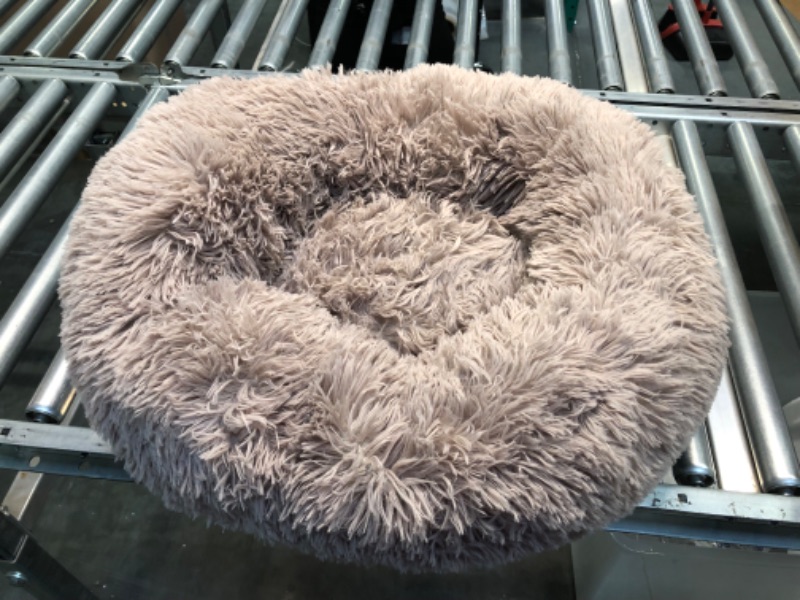 Photo 4 of Western Home Faux Fur Dog Bed & Cat Bed, Original Calming Dog Bed for Small Medium Large Pets, Anti Anxiety Donut Cuddler Round Warm Washable Cat Bed for Indoor Cats(20", Khaki)