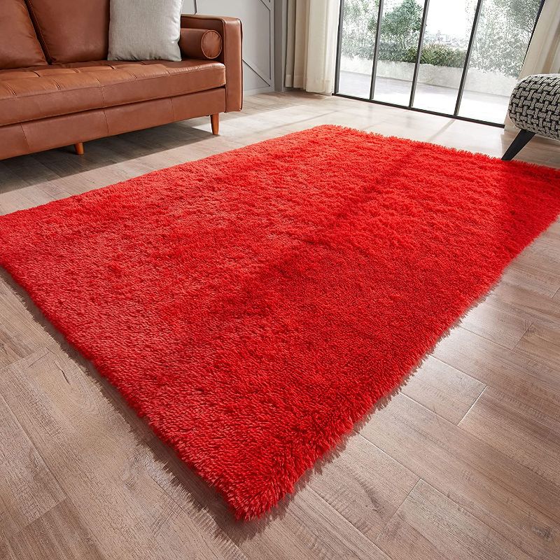 Photo 1 of  Shag Ultra Soft Area Rug, Fluffy 5'x8' Red Rugs Plush Fuzzy Non-Skid Indoor Faux Fur Rugs Furry Carpets for Living Room Bedroom Nursery Kids Playroom Decor