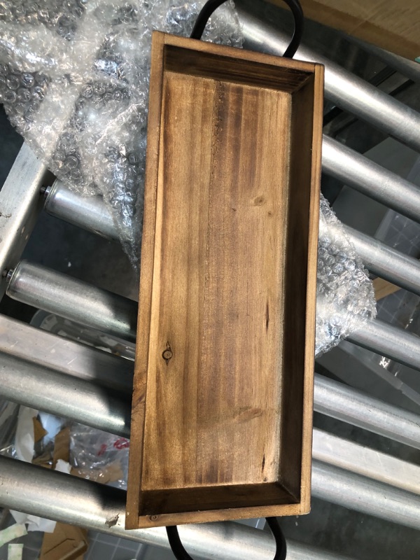 Photo 1 of AGLARY Rectangle Wood Candle Tray with Black Metal Handles, Rustic Wood Candle Holder for Displaying Candles,Centerpieces for Dining Table, Mantel, Coffee Table?Farmhouse

