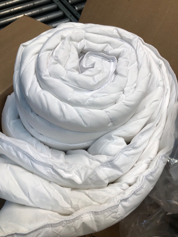 Photo 2 of Bedding Comforter Duvet Insert - Quilted Comforter with Corner Tabs - Box Stitched Down Alternative Comforter (Full/QUEEN, White)
