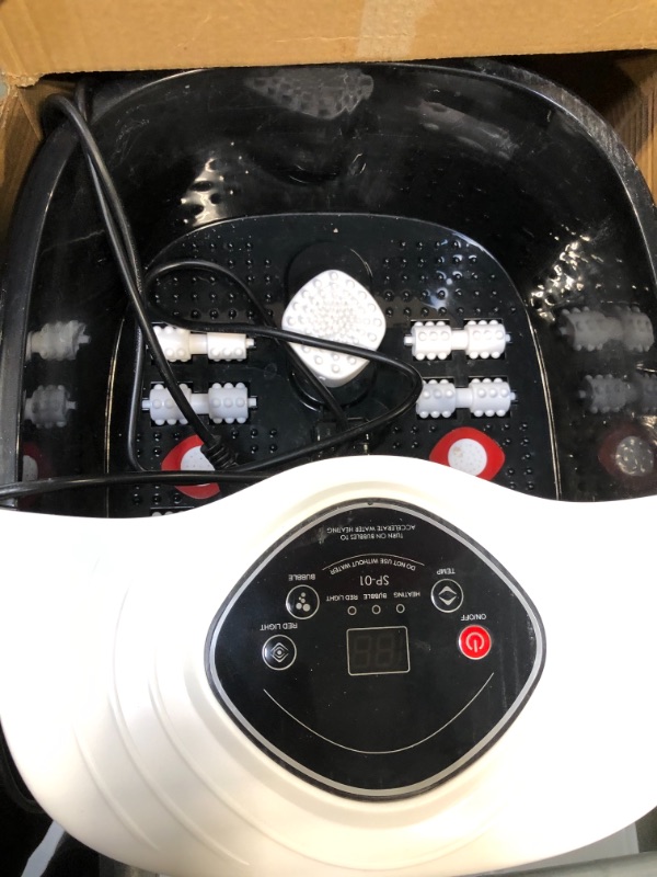 Photo 2 of RIGHTMELL Foot Spa,Foot Bath Massager with Tea Tree Oil Foot Soak with Epsom Salt - with Heat, Bubbles and Vibration,Red Light,Medicine Box Digital Temperature Control 8 Acupressure Massage Points