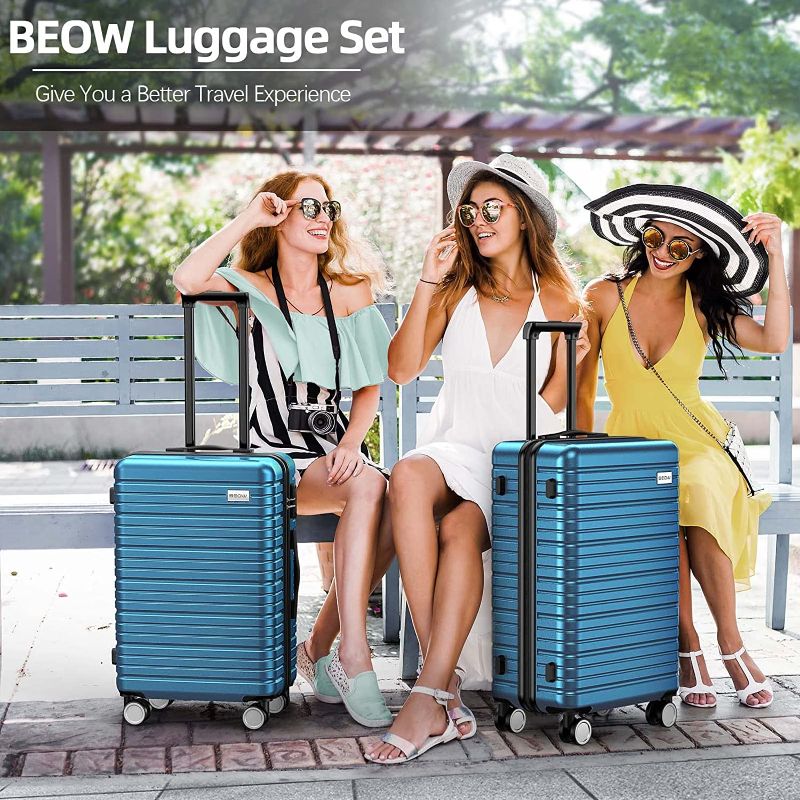 Photo 1 of BEOW Luggage Sets Expandable Lightweight Suitcases with Wheels PC+ABS Durable Travel Luggage TSA Lock Navy Blue 3pcs
