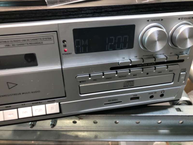 Photo 1 of Gartopvoiz Bluetooth Vinyl Record Player, 3 Speeds All in 1 LP Turntable with External Stereo Speakers, CD Player Cassette AM/FM Radio USB/SD Encoding &...
