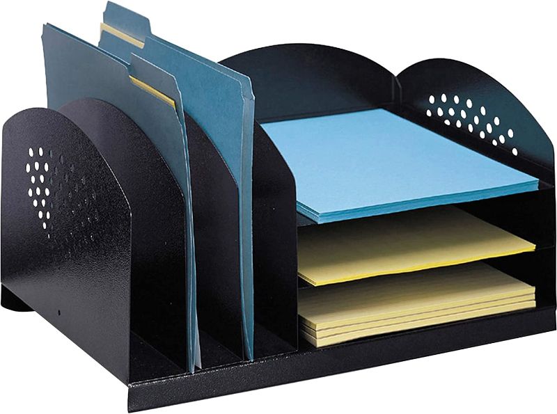 Photo 1 of Safco Products 3167BL Steel Desk Combination Organizer Rack with 3 Vertical/3 Horizontal Sections, Black
