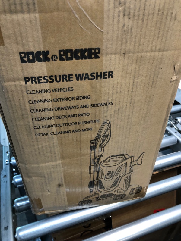 Photo 4 of (New Model) Rock&Rocker Powerful Electric Pressure Washer, 1950PSI Max 1.58 GPM Power Washer with Hose Hook, 4 Quick Connect Nozzles, Soap Tank, IPX5 Car Wash Machine for Home/Car/Driveway/Patio Clean