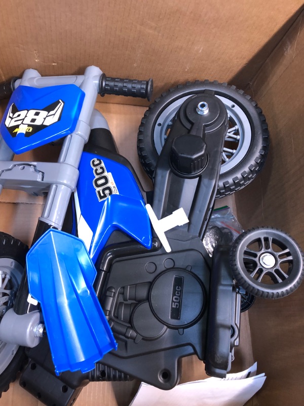 Photo 1 of PRIME CLUB 6V Ride on Electric Motorcycle Battery Powered 2 Wheels Bike with Training Wheels,LED Lights,Music,Forward and Backward Button,Pedal for Toddlers?Blue?