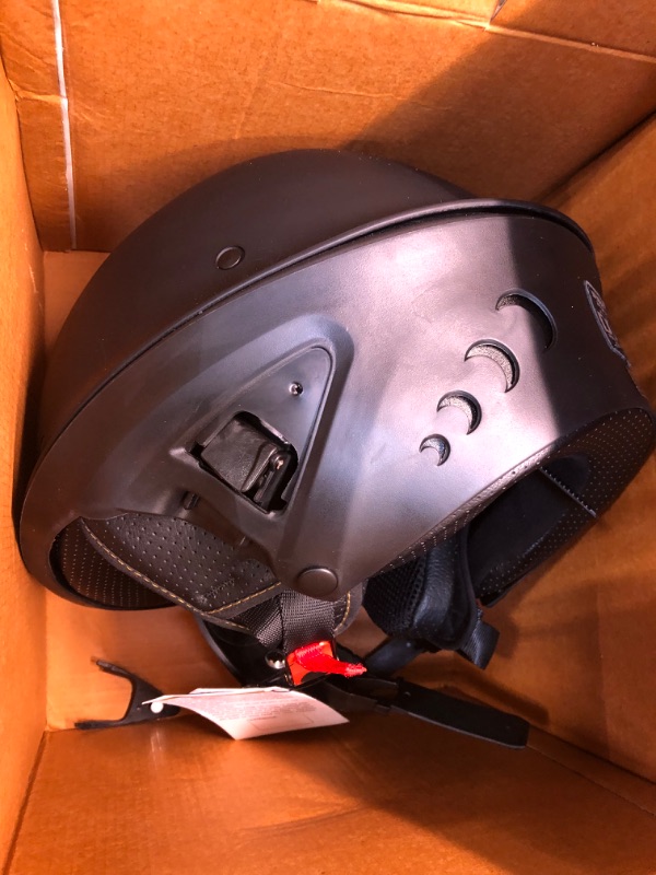 Photo 3 of Milwaukee Helmets MPH9830DOT 'Rascal' 3/4 Open Face Flat Black 2 in 1 Motorcycle Helmet for Men and Women Biker - Large Large Matte Black