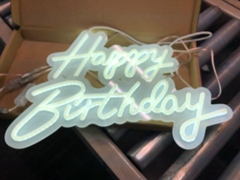 Photo 4 of Happy Birthday Neon Sign Dimmable White Neon Happy Birthday Sign 16.5x12 in Happy Birthday Neon Light Sign Neon Light Sign for Birthday Party Decoration USB Powered Kids Gift with Switch