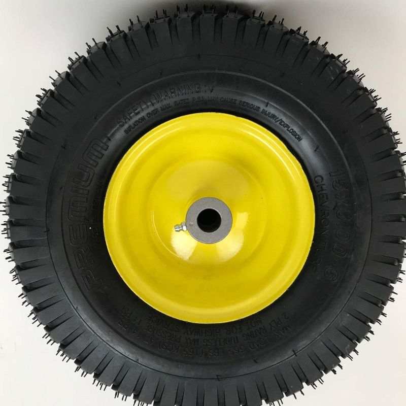 Photo 1 of (Set of 2) Wheel 15x4.00- Dump Cart Tire and Rim - Fits on 3/4 Inch Axle, 9 Inch Hub