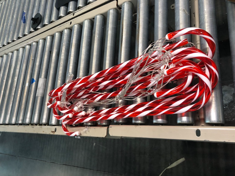 Photo 3 of 28” Candy Cane Lights Outdoor Pathway, 42 Feet in Total Length with 12 Pack Candy Cane Pathway Lights with Shiny Star for Outside Christmas Decorations, 10 LED Lights in Each Light Up Candy Canes 12 Pcs Star