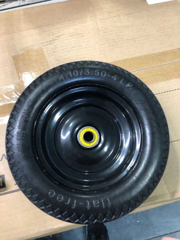 Photo 4 of 4.10/3.50-4 Tire and Wheel Flat Free?10 Inch Solid Rubber Tire with 5/8”Axle Bore Hole and Double Sealed Bearings, for Gorilla Carts Tires/Dolly Wheels/Hand Truck Wheels/Dump Cart Wheels?4 Pack