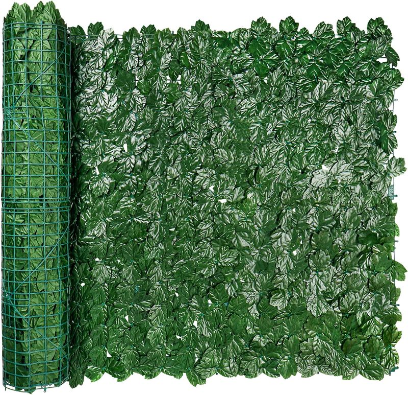 Photo 1 of 59 * 98in Artificial Ivy Privacy Fence Screen, Green Maple Leaf Strengthened Joint Prevent Leaves Falling Off, Faux Hedge Panels Greenery Vines, Decorative Fence for Outdoor, Garden