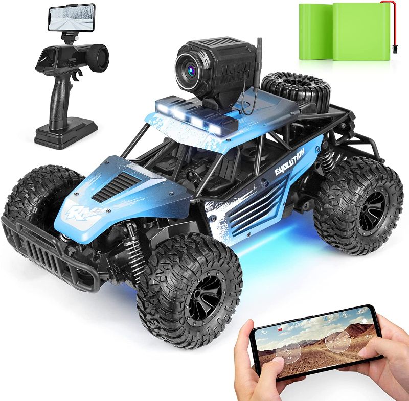 Photo 1 of Remote Control Car for Outdoors, 1/16 RC Car from 8 Years, 20+KM/H Monster Truck, Blue Buggy Car, Children's Car, Car Toy, 2 x Battery 70 Minutes Playtime, Game Gift for Children, RC Car