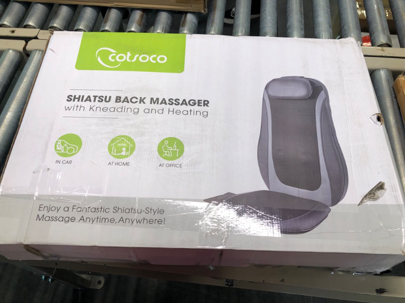 Photo 1 of Cotsoco Shiatsu Massage Cushion with Heat, Full Back Massager with Vibration,Deep Kneading Rolling Massage Chair Pad for Waist,Hips,Muscle Pain Relief,Use at Home/Office Black