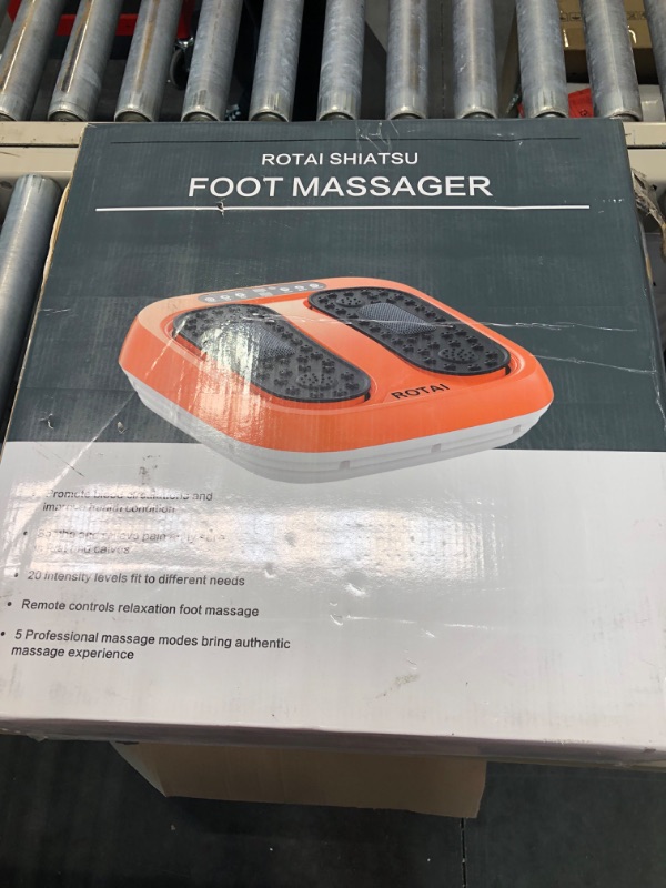 Photo 4 of ROTAI Vibration Foot Massager Multi Relaxations and Pain Relief Rotating Acupressure Electric Foot Circulation Device with Remote Control Orange Black-orange