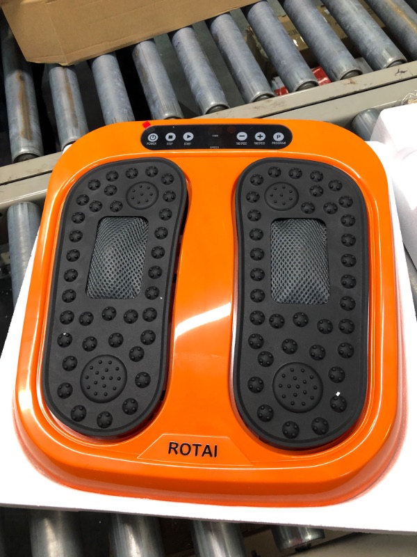 Photo 5 of ROTAI Vibration Foot Massager Multi Relaxations and Pain Relief Rotating Acupressure Electric Foot Circulation Device with Remote Control Orange Black-orange