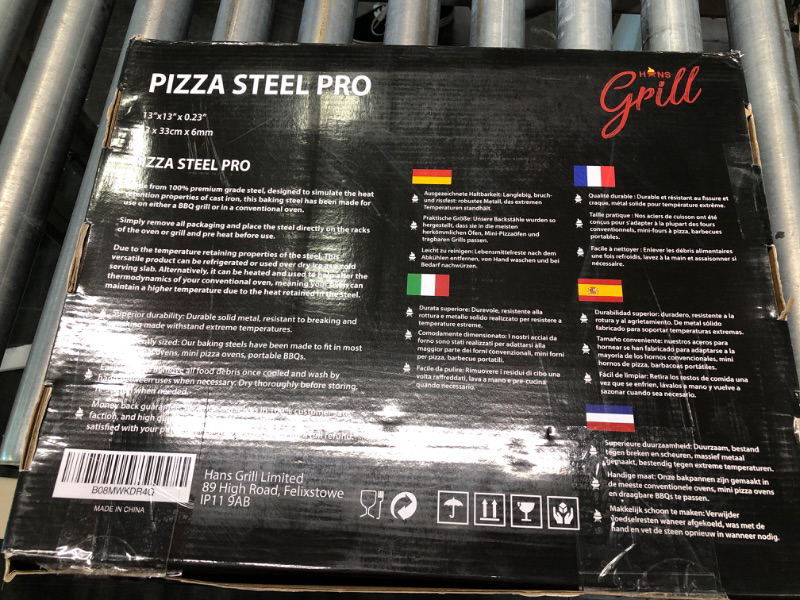 Photo 5 of Pizza Steel PRO by Hans Grill | XL (1/4" Thick) Square Conductive Metal Baking Sheet for Cooking Pizzas in Oven and BBQ | Bake and Grill Bread and Calzone