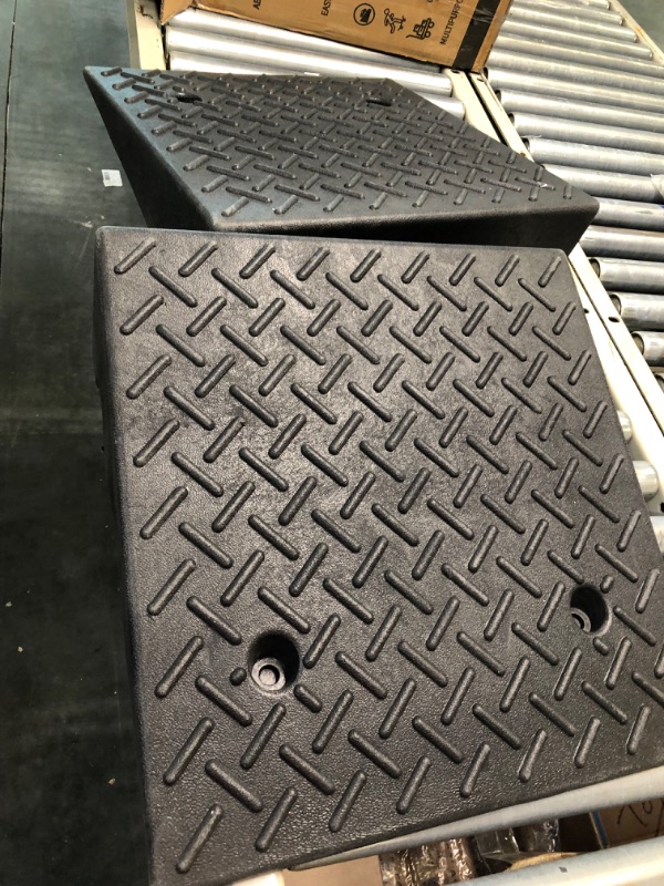 Photo 2 of Kiviynay Rubber Curb Ramp 19.6" × 19.6" × 6" Heavy Duty Portable Threshold Ramp Industrial Grade Rubber Ramp for Cars, Wheelchairs, Scooter, Bike, Motorcycle, Trucks, Pets (2 PCS)