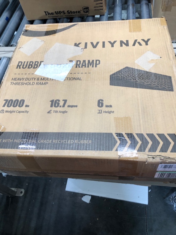 Photo 3 of Kiviynay Rubber Curb Ramp 19.6" × 19.6" × 6" Heavy Duty Portable Threshold Ramp Industrial Grade Rubber Ramp for Cars, Wheelchairs, Scooter, Bike, Motorcycle, Trucks, Pets (2 PCS)