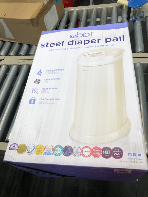 Photo 1 of Ubbi Steel Odor Locking, No Special Bag Required Money Saving, Awards-Winning, Modern Design Registry Must-Have Diaper Pail, Ivory