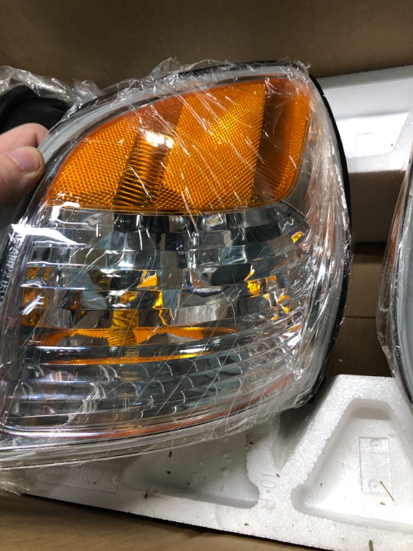 Photo 5 of AS Headlight Assembly Compatible with 2006 Toyota Tundra Double Cab/ 2006-2007 Sequoia Headlamp Chrome Housing Driver and Passenger Side OE Replacement A-Chrome Housing Amber Reflector Clear Lens