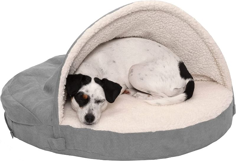 Photo 1 of 26" Round Orthopedic Dog Bed Sherpa & Suede Snuggery w/ Removable Washable Cover - Gray, 26-inch