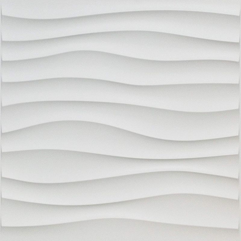 Photo 1 of Art3d Plastic 3D Wall Panel PVC Wave Wall Design, White, 19.7" x 19.7" (12-Pack)