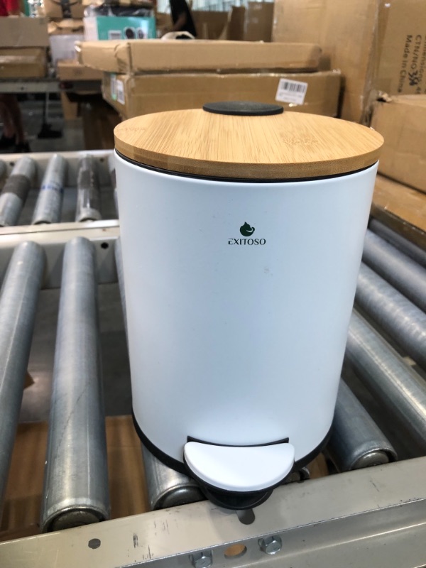 Photo 1 of Exitoso Small Trash Can with Lid for Bathroom - 3L/0.8Gal - White Bathroom Trash Can - Stainless Steel White Garbage Can with a Lid - Small White Trash Can with Lid - White Trash Can Kitchen Waste Bin