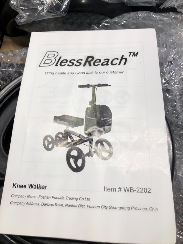 Photo 1 of BlessReach Economy Knee Scooter Steerable Knee Walker for Foot Injuries Compact Crutches with Dual Rear on-Wheel Brake and Shock Absorption Under The Knee pad Wb-2202 Blue