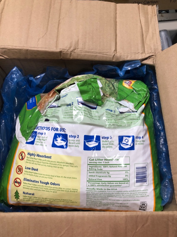 Photo 1 of ARM & HAMMER Feline Pine Platinum with Baking Soda Non-Clumping Cat Litter, 18lb Bag, No Added Scent