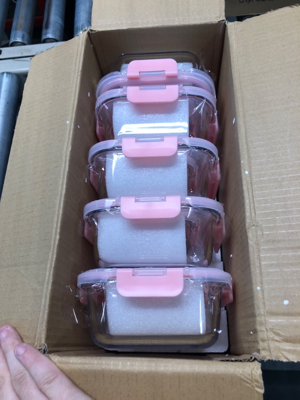 Photo 2 of [10 Pack] Glass Meal Prep Containers, Food Storage Containers with Lids Airtight, Glass Lunch Boxes, Microwave, Oven, Freezer and Dishwasher Safe Pink