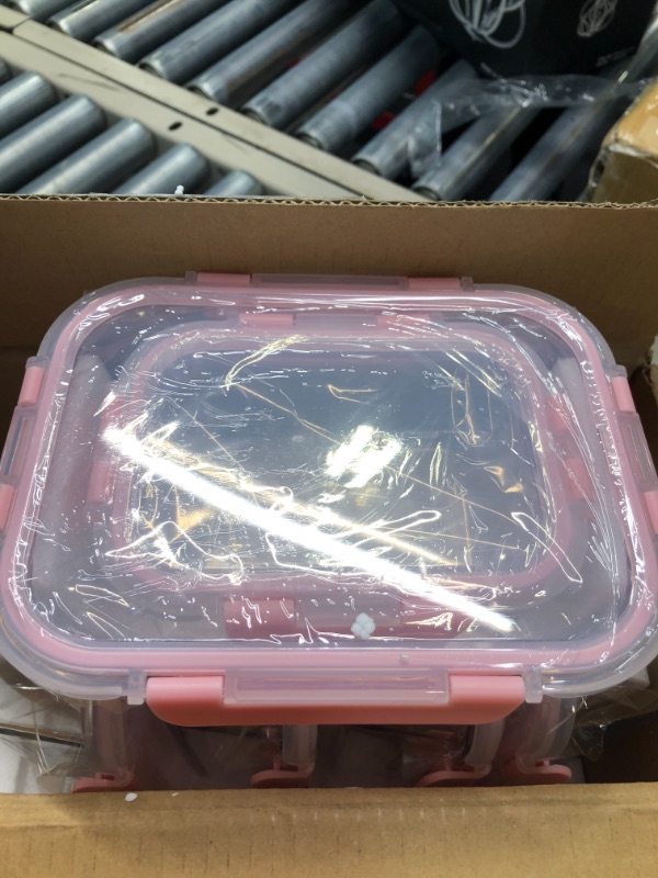 Photo 3 of [10 Pack] Glass Meal Prep Containers, Food Storage Containers with Lids Airtight, Glass Lunch Boxes, Microwave, Oven, Freezer and Dishwasher Safe Pink