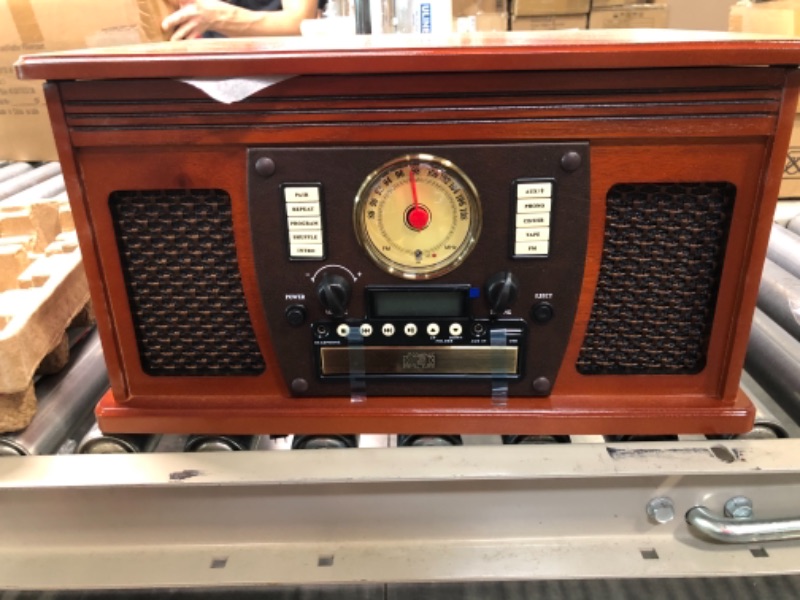 Photo 2 of Victrola Navigator 8-in-1 Classic Bluetooth Record Player with USB Encoding and 3-Speed Turntable Bundle with Victrola Wooden Stand for Wooden Music Centers with Record Holder Shelf, Mahogany