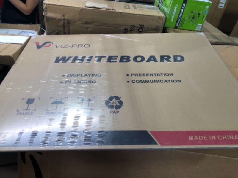 Photo 1 of VIZ-PRO Magnetic Whiteboard/Dry Erase Board, 48 X 36 Inches, Silver Aluminium Frame