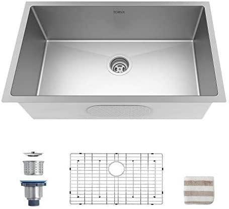 Photo 1 of 30" Single Basin 16 Gauge Stainless Steel Kitchen Sink for Undermount Installations - Basin Rack and Basket Strainer Included