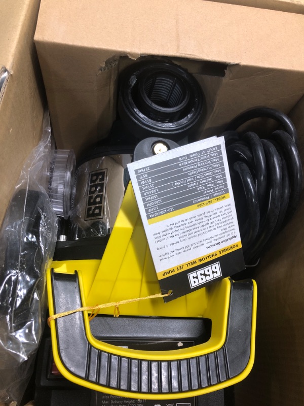 Photo 2 of 6699 1HP Shallow Well Pump Portable Max 150FT Head Garden Transfer Pump 25FT Long Cable Working Pressure 65Psi with Prefilter for Clean Water Booster Easy Installation Sprinkler Home Lawn Irrigating Max. Lift Head up to 150ft