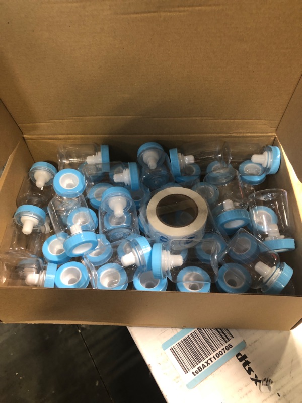 Photo 1 of MT Products Blue Baby Bottles for Baby Shower - 3.5 inches Tall - (48 Pieces) Baby Shower Favors for Parties, Games or Decorations - (Including The Cover) Blue 3.5 Inch (Pack of 48)