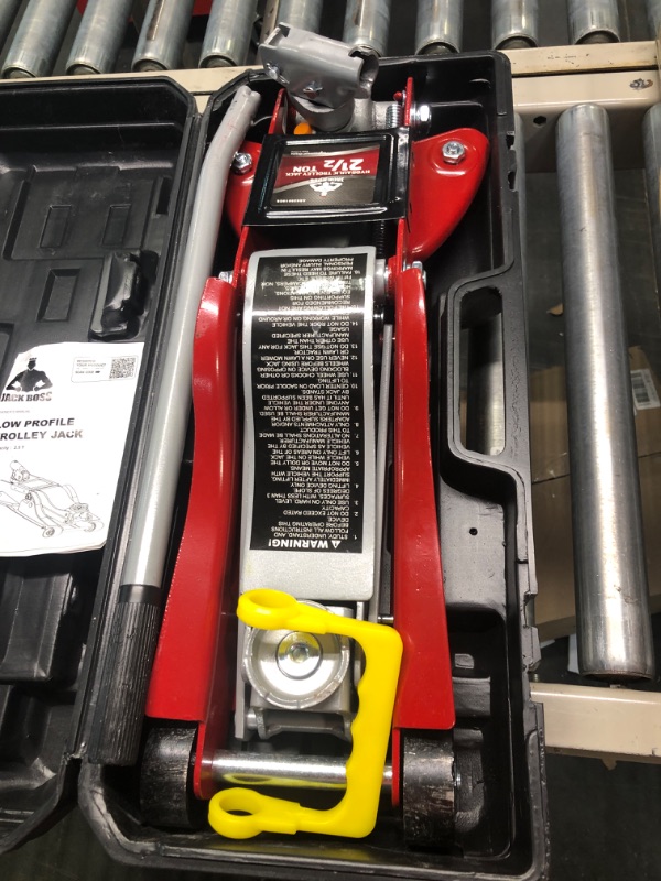 Photo 2 of JackBoss Torin Hydraulic Low Profile Floor Jack 2.5 Ton (5,000 lb) Capacity Trolley Jack with Quick Lift Pump and Portable Storage Case, Red, T825010