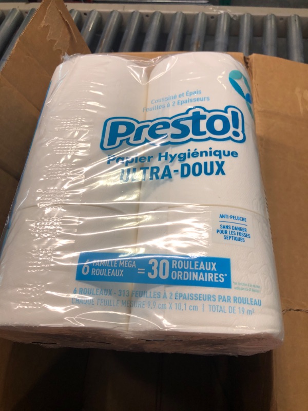 Photo 2 of Amazon Brand - Presto! 313-Sheet Mega Roll Toilet Paper, Ultra-Soft, 6 Count (Pack of 4), 24 Family Mega Rolls = 120 regular rolls Ultra Soft 6 Count (Pack of 4)