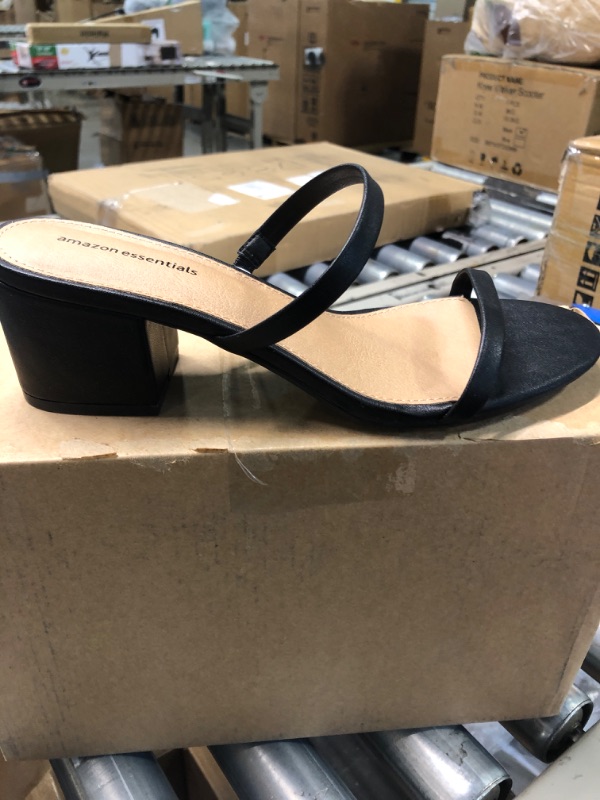 Photo 3 of Amazon Essentials Women's Thin Two Strap Heeled Slide 8.5 Black