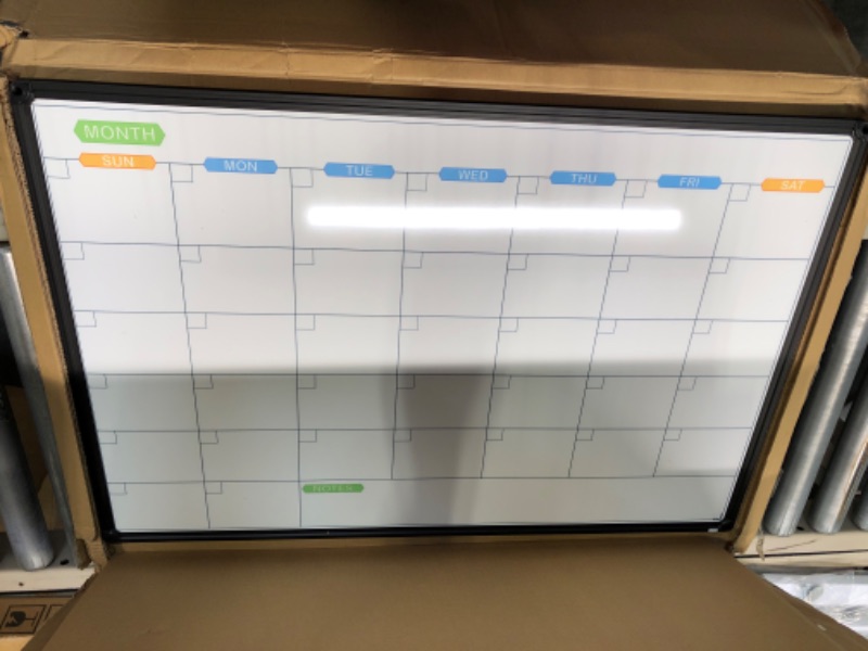 Photo 1 of JILoffice Dry Erase Calendar Whiteboard - Magnetic White Board Calendar Monthly 36 X 24 Inch, Black Aluminum Frame Wall Mounted Board for Office Home and School Calendar 36 x 24 Inch